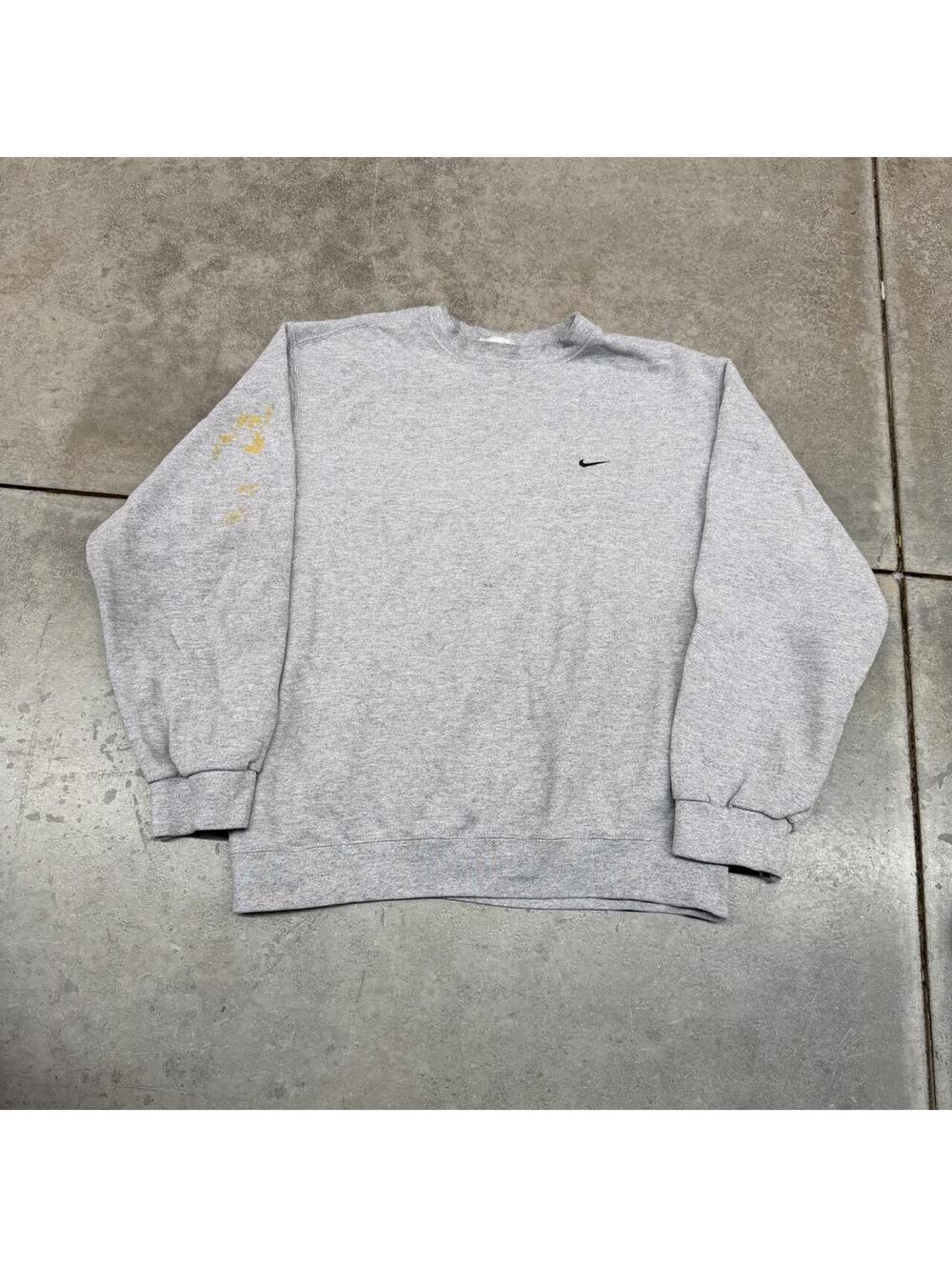 vintage nike grey and black small swoosh blank crewneck size large HAS STAINS